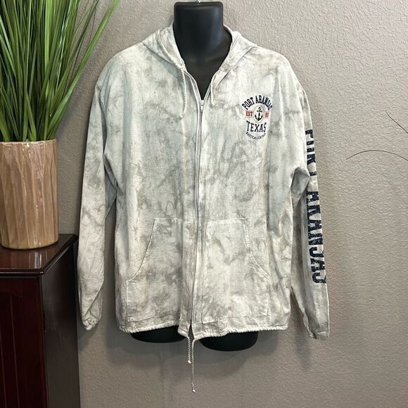 RB6 Art on T’s men’s lightweight, graphic Port Aransas, Texas, hooded jacket wit - Picture 1 of 8